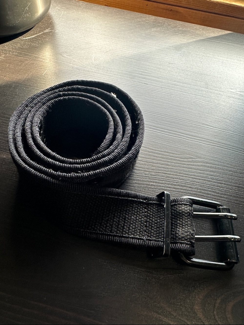 Hot Topic Black Woven Web Belt with Metal Buckle